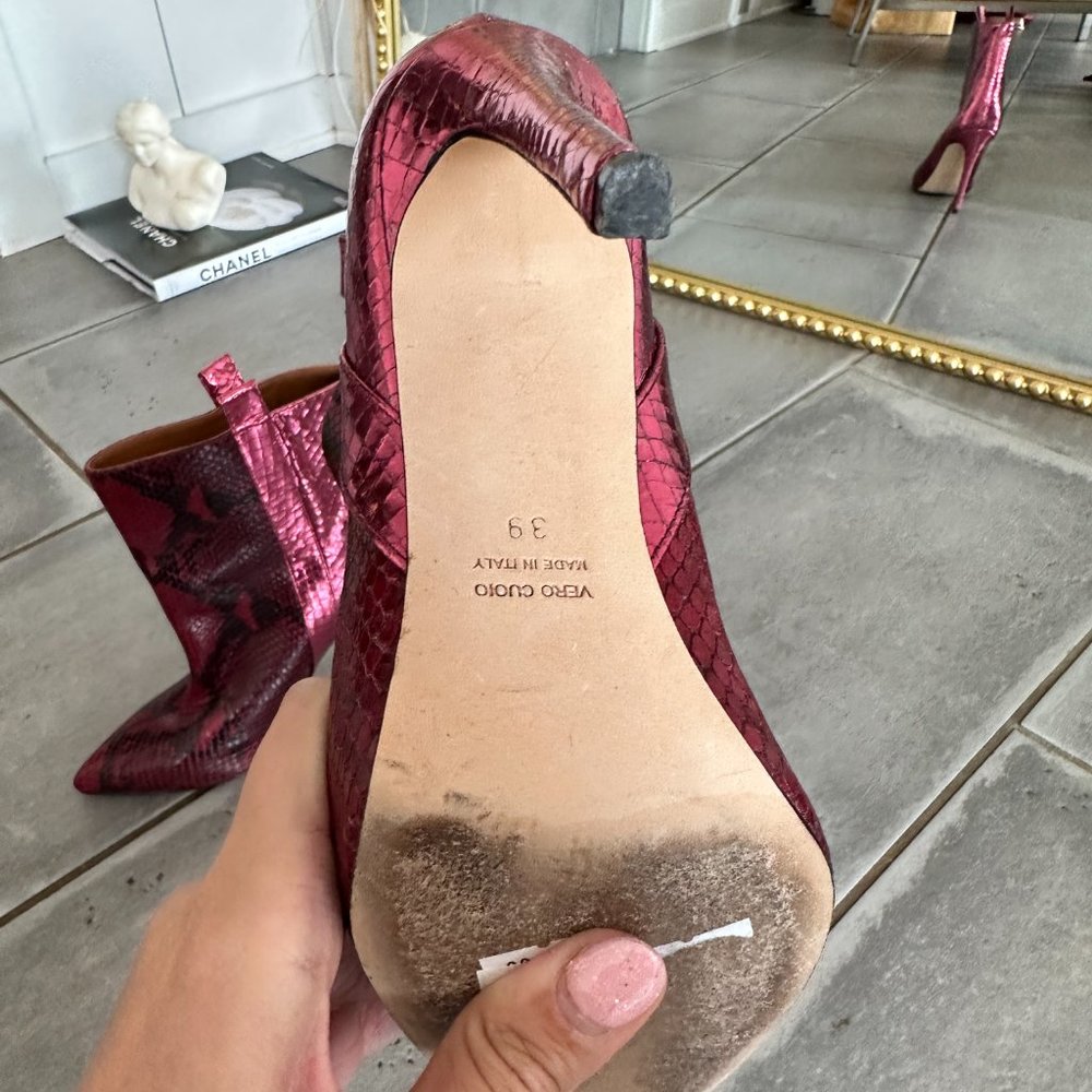 Paris Texas Metallic Snakeskin-Embossed Booties EU 39 - Picture 7 of 11